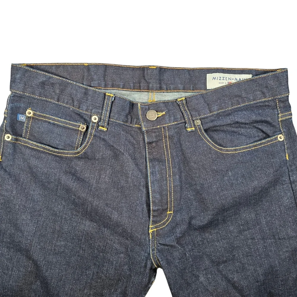 Mizzen+Main Mens Dark Wash Straight Leg Jeans Size 34 Made‎ in America